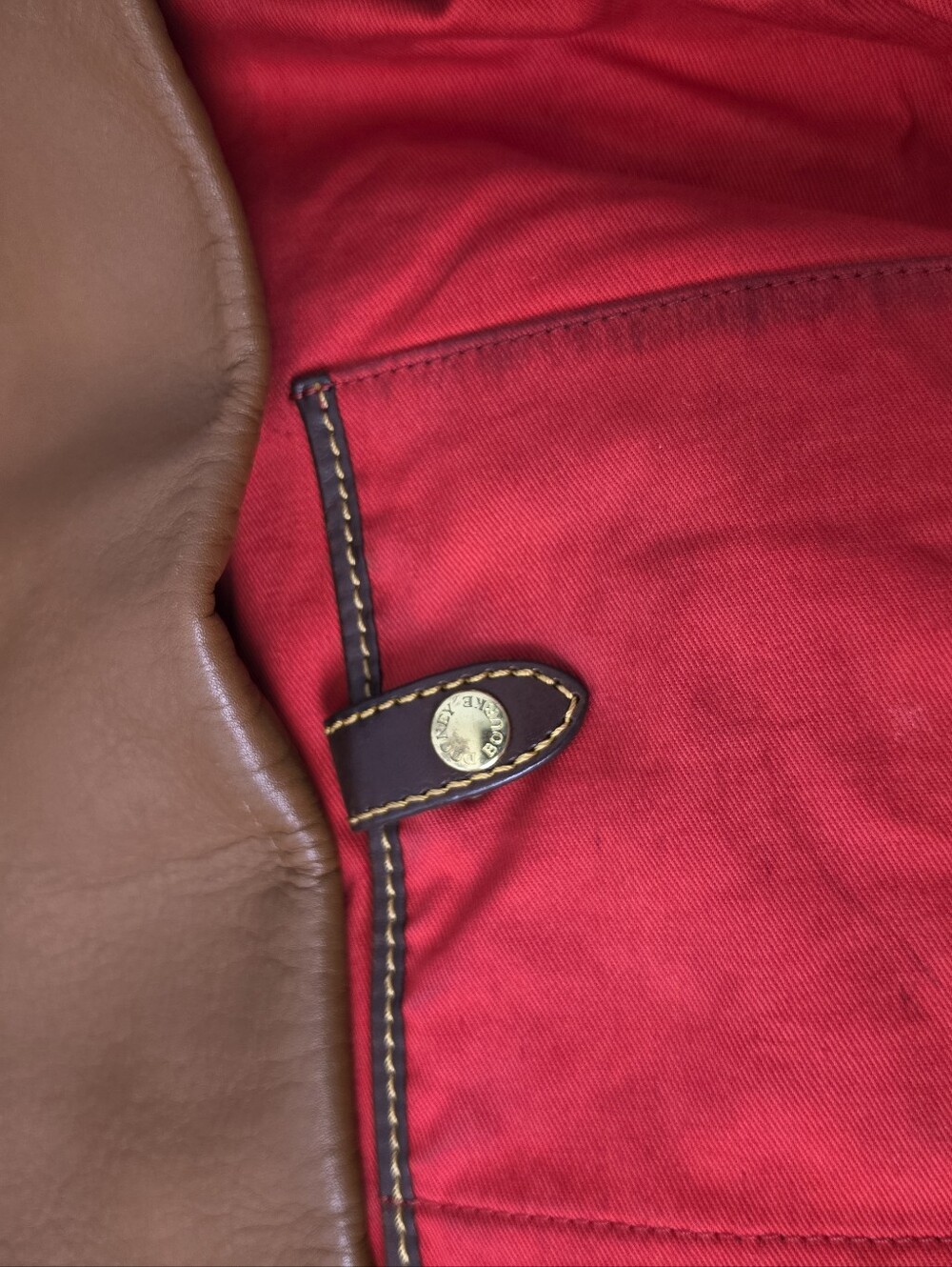 Dooney & Bourke Brown Leather Hobo Shoulder Bag Large Red Lining - Picture 11 of 16